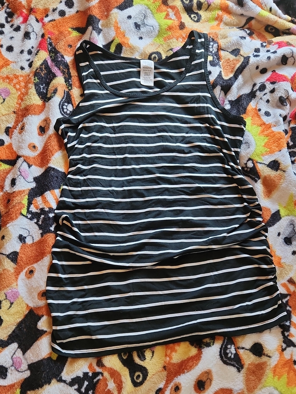 Black and White Striped Women's Maternity Tank Top Size S/CH